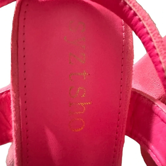 syztsho Women's Platform Heels Ankle Strap Sandals Peep Toe Suede - Picture 5 of 5